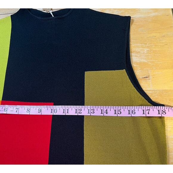 Vtg 90s 00s High Neck Color Block Tank Shell Blouse Top Shirt Sz L Black Whimsy - Picture 4 of 6